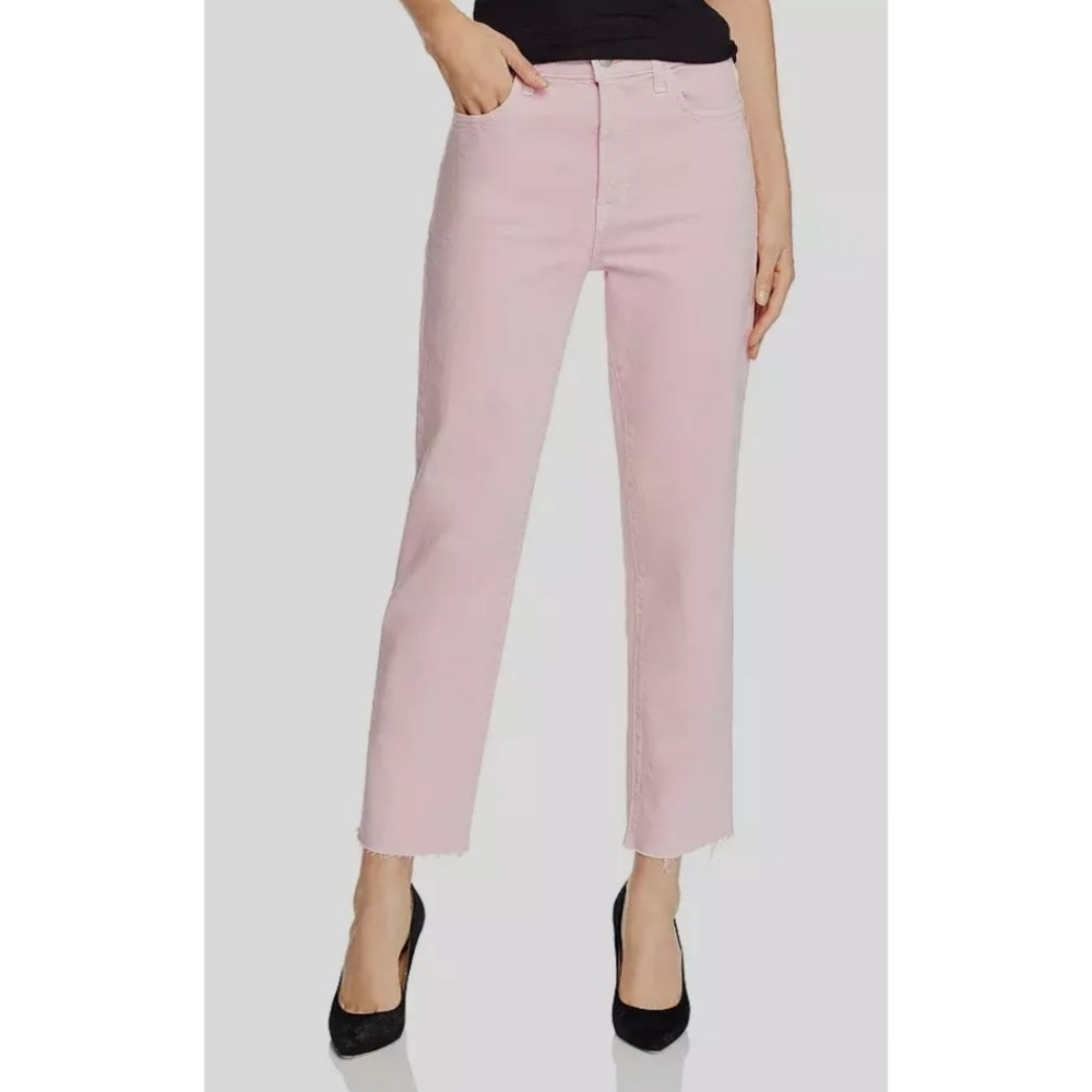 J. Brand Jules High Rise Ankle Straight Pink Denim Jean